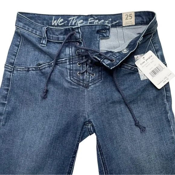 We The Free Eva Denim High Rise Lace Up Bootcut Womens Jeans Size 25 - Picture 7 of 10